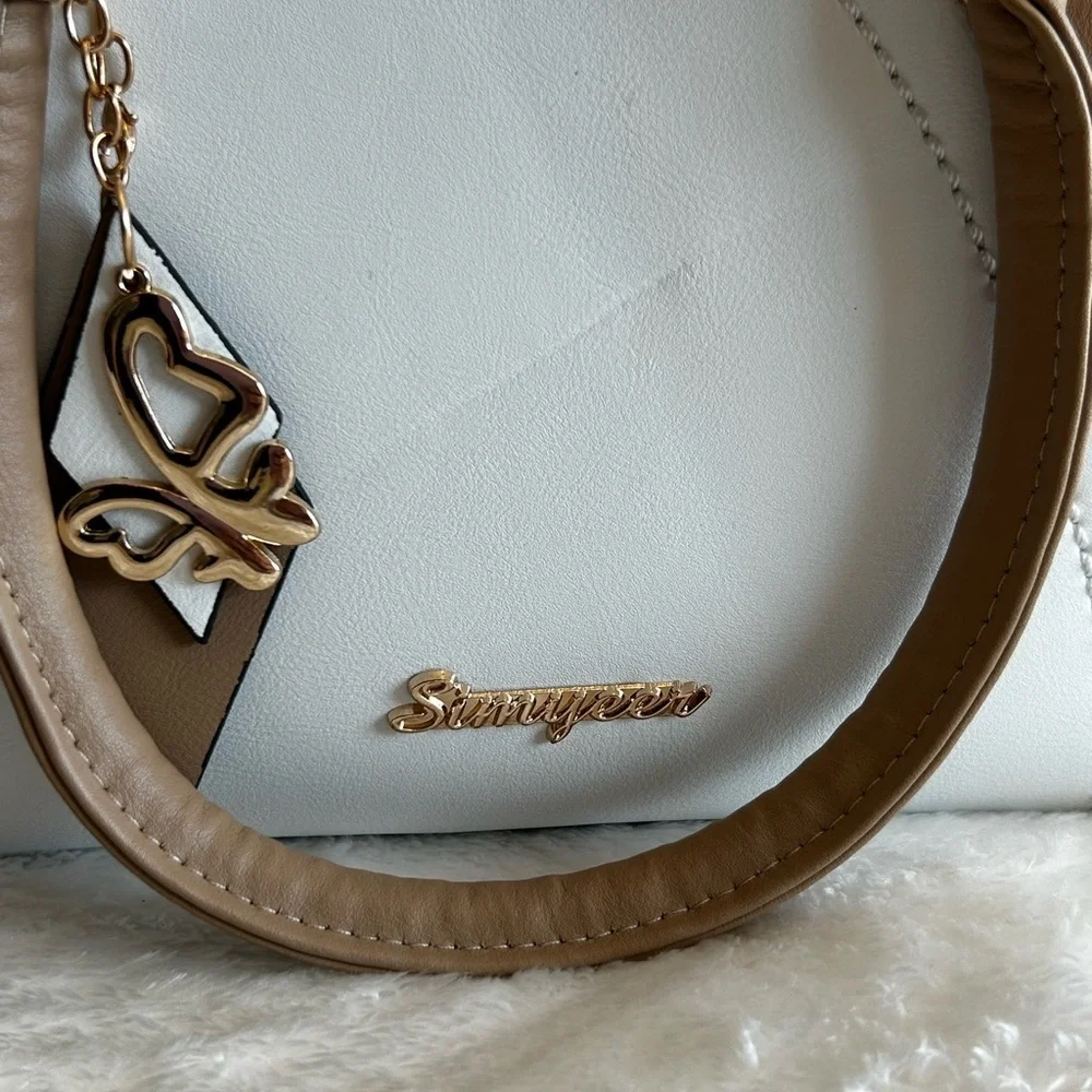 SiMYEER White And Tan Satchel